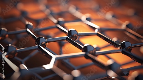 Close up view of an intricate graphene molecular lattice showcasing the hexagonal structure and intricate patterns formed by carbon based atoms photo