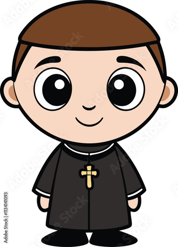 Adorable Cartoon Priest 