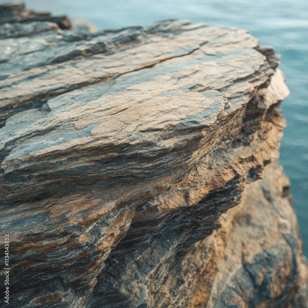 Coastal rock with visible layers, up close Coastal rock with visible layers, up close