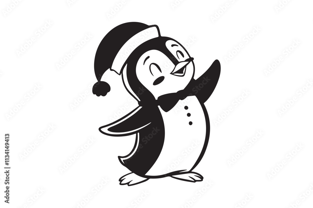 Obraz premium Christmas-penguin silhouette vector illustration, Christmas-penguin silhouette 