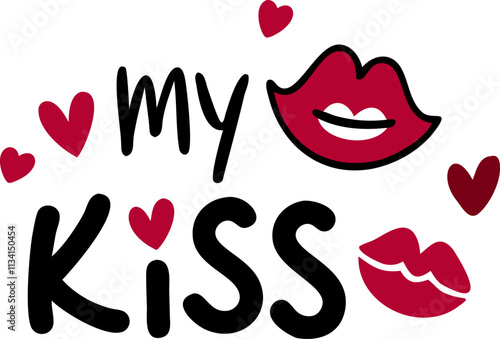 My kiss design with hearts and lips, perfect for romantic themes