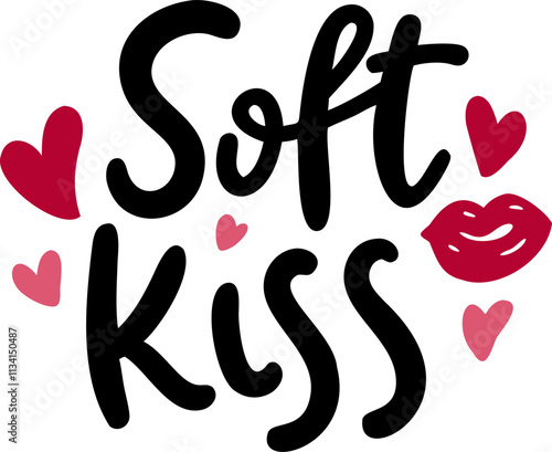 Soft kiss design with hearts and lips, perfect for romantic themes