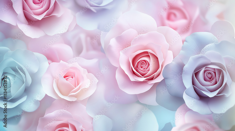 Timeless floral pattern with faded roses in pastel Timeless floral pattern with faded roses in pastel