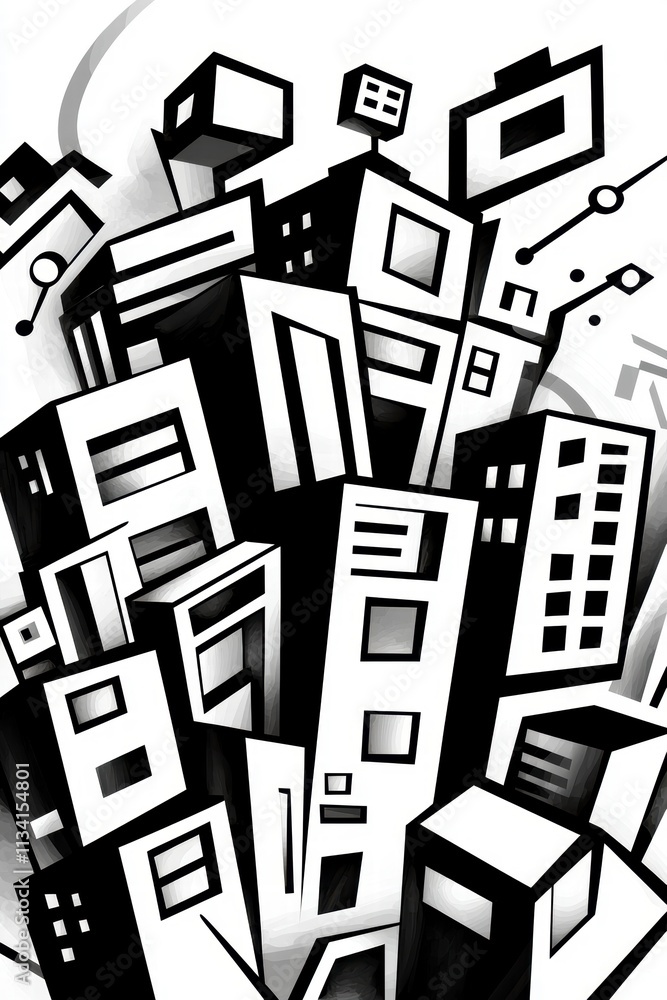 Abstract Cityscape in Black and White. Abstract Cityscape in Black and White.