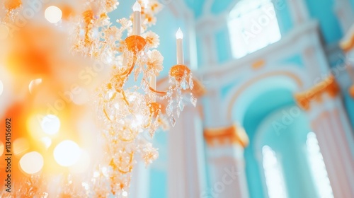 Synaxis of the Mother of God at Grand Orthodox Cathedral Capturing Easters and Christmass Reverence in Glowing Chandeliers and Sacred Architecture photo