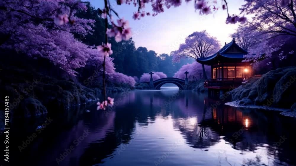 The tradisional japanese temple on river side The tradisional japanese temple on river side