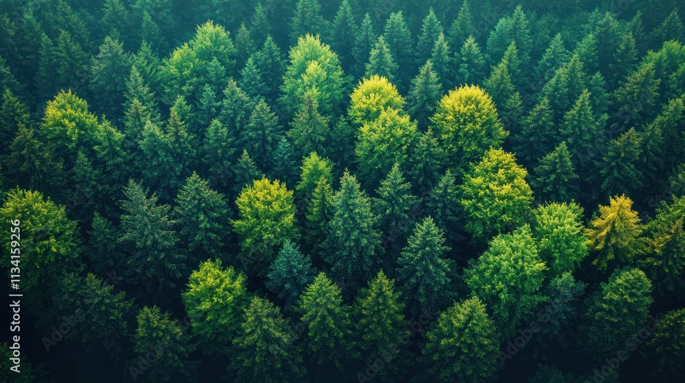 Aerial View of Lush Evergreen Forest Canopy Aerial View of Lush Evergreen Forest Canopy
