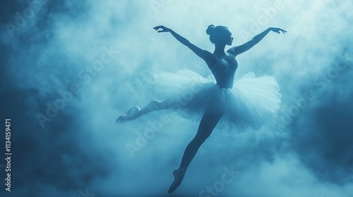 Wallpaper Mural A graceful ballet dancer poses elegantly in a misty, ethereal setting. Torontodigital.ca