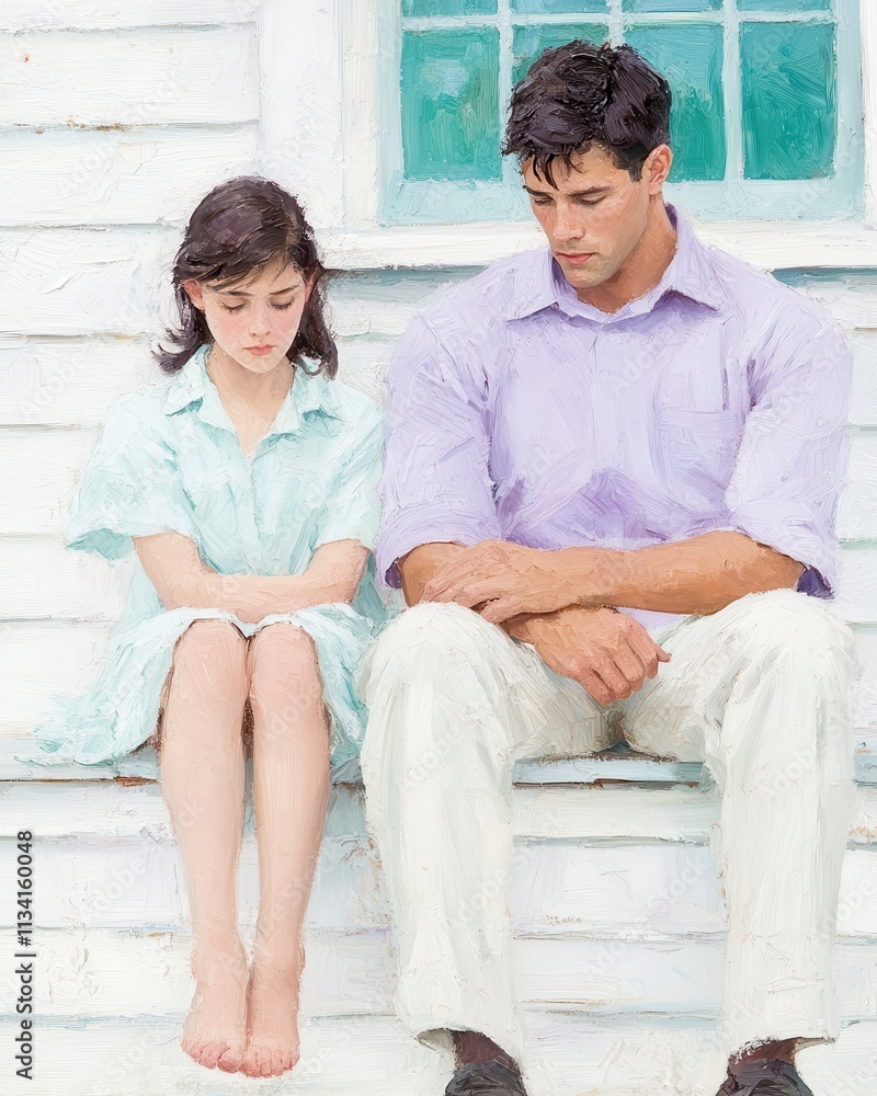 A poignant moment between a father and daughter, reflecting emotions and connection. A poignant moment between a father and daughter, reflecting emotions and connection.