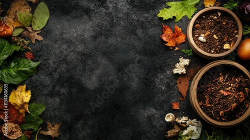 Wallpaper Mural Dark Rustic Background with Organic Soil, Autumn Leaves, and Natural Elements Ideal for Gardening, Nature, or Eco-Friendly Themes in Stock Photography Torontodigital.ca