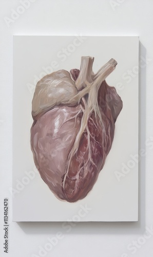 A realistic depiction of a human heart, showcasing anatomical details. photo