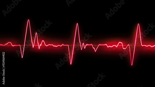 Red Heartbeat Pulse Line on Black Background Depicting Vital Signs and Medical Monitoring Concept in Digital Artwork Style for Health-Related Themes