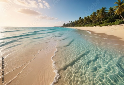 Beautiful beaches with golden sand and clear turquoise water, sand, tropical paradise, beach photo