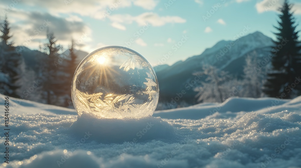 soap bubbles in the snow with a glow soap bubbles in the snow with a glow
