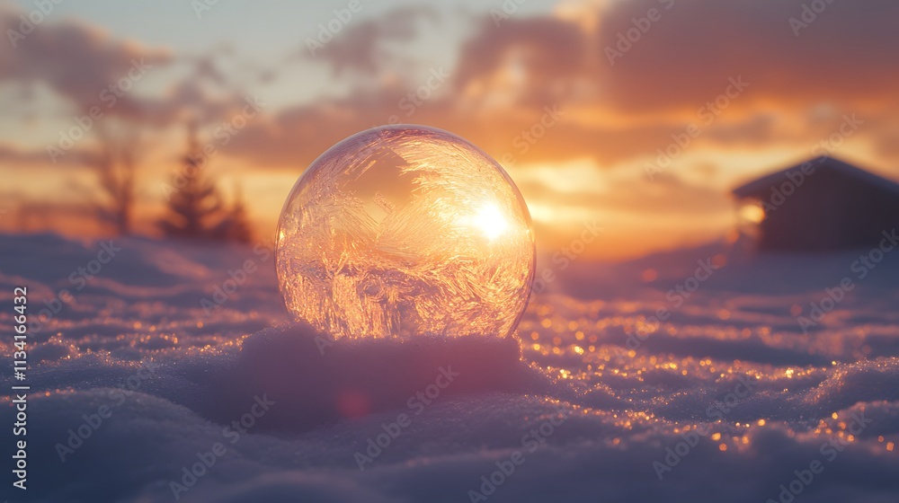 soap bubbles in the snow with a glow soap bubbles in the snow with a glow