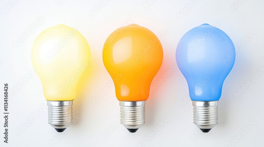 Set of Energy saving light bulbs on white background. ai generated Set of Energy saving light bulbs on white background. ai generated