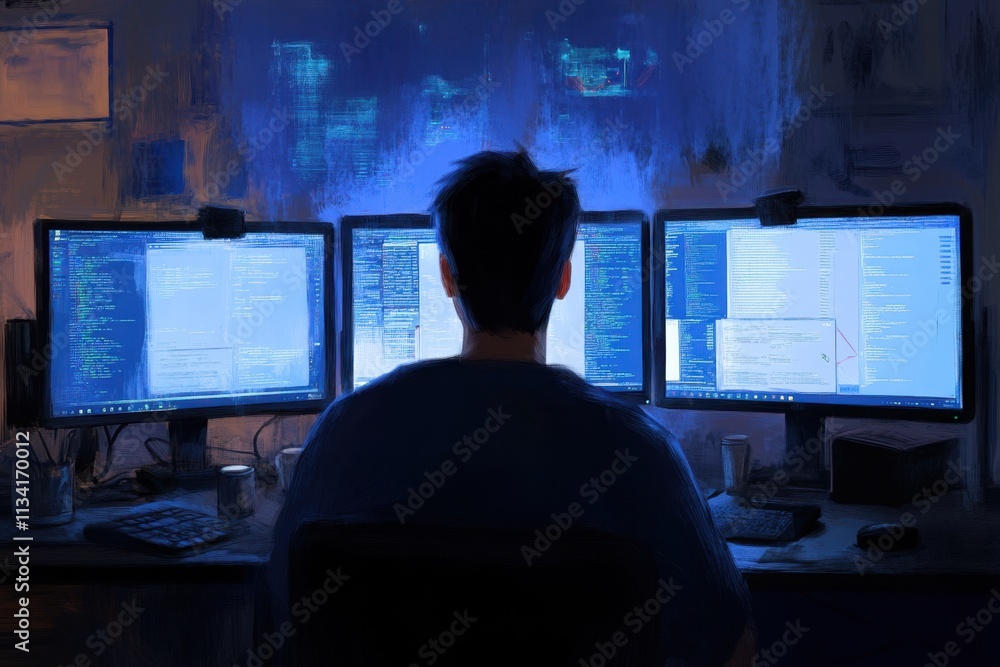 Computer Tester Identifying Bugs on Multiple Screens Computer Tester Identifying Bugs on Multiple Screens