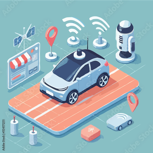 Autonomous Vehicle Technology Illustration: Revolutionizing Digital Transportation in Smart Cities