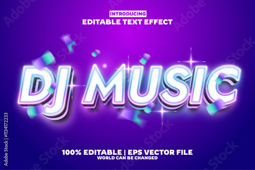 New Dj Music editable text effect in modern trend style