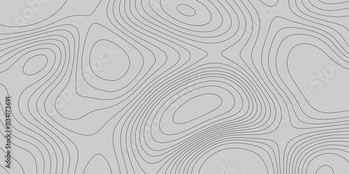 Topographic grey abstract high contour ultra map quality line background of the terrain map, contouring outline cartography texture geographic mountain abstract grid futuristic landscape background.