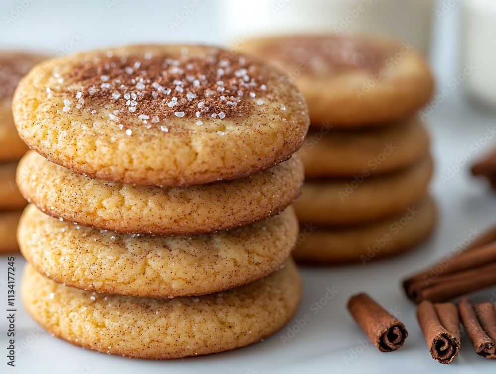 Stack of Cinnamon Sugar Cookies with Cinnamon Sticks Stack of Cinnamon Sugar Cookies with Cinnamon Sticks