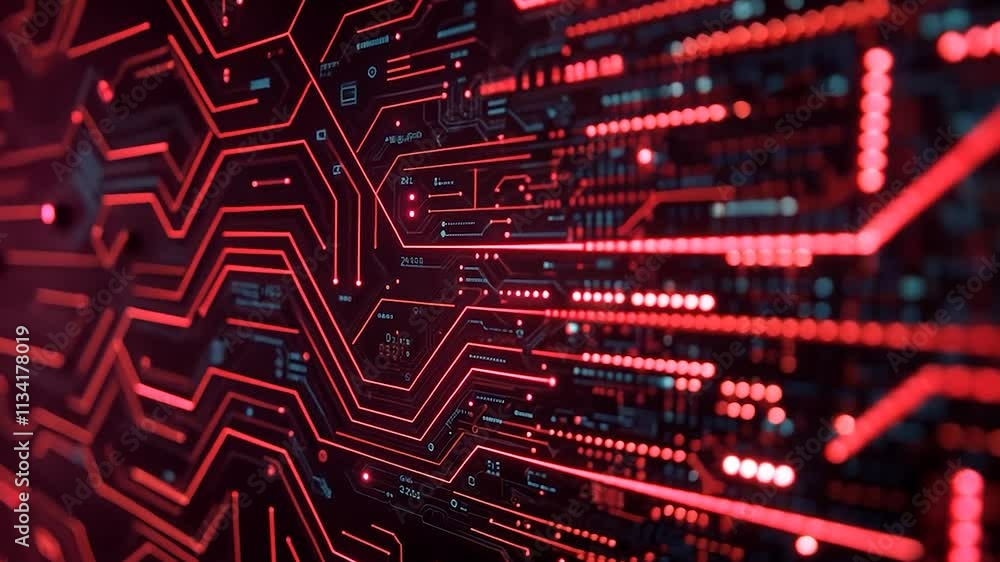 Abstract Red Circuit Board Pattern Abstract Red Circuit Board Pattern