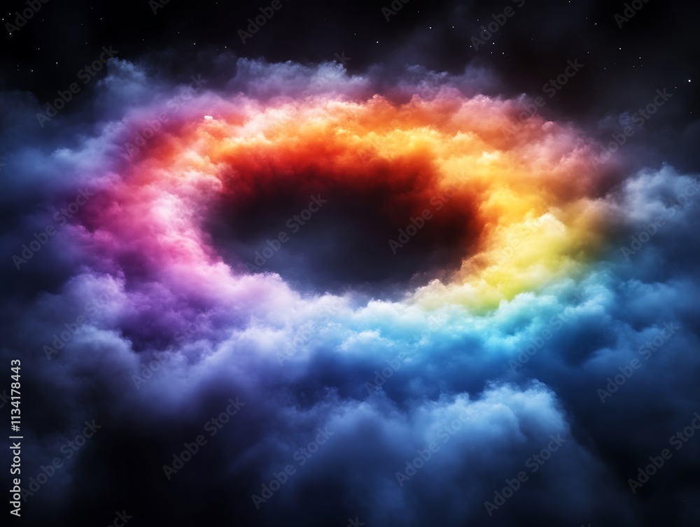 Celestial Rainbow Ring Encircling Dark Space Clouds Celestial Rainbow Ring Encircling Dark Space Clouds