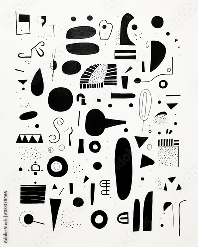 Wallpaper Mural Black and white drawing of objects, geometric shapes in pencil and ink, minimalist pop art style, graffiti, bold black and white, pensive stillness, quantum punk, art design. Torontodigital.ca