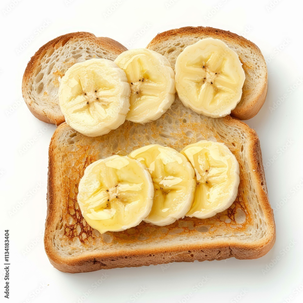 Φωτογραφία Toasted bread slices with banana and honey, making a healthy and nutritious brea