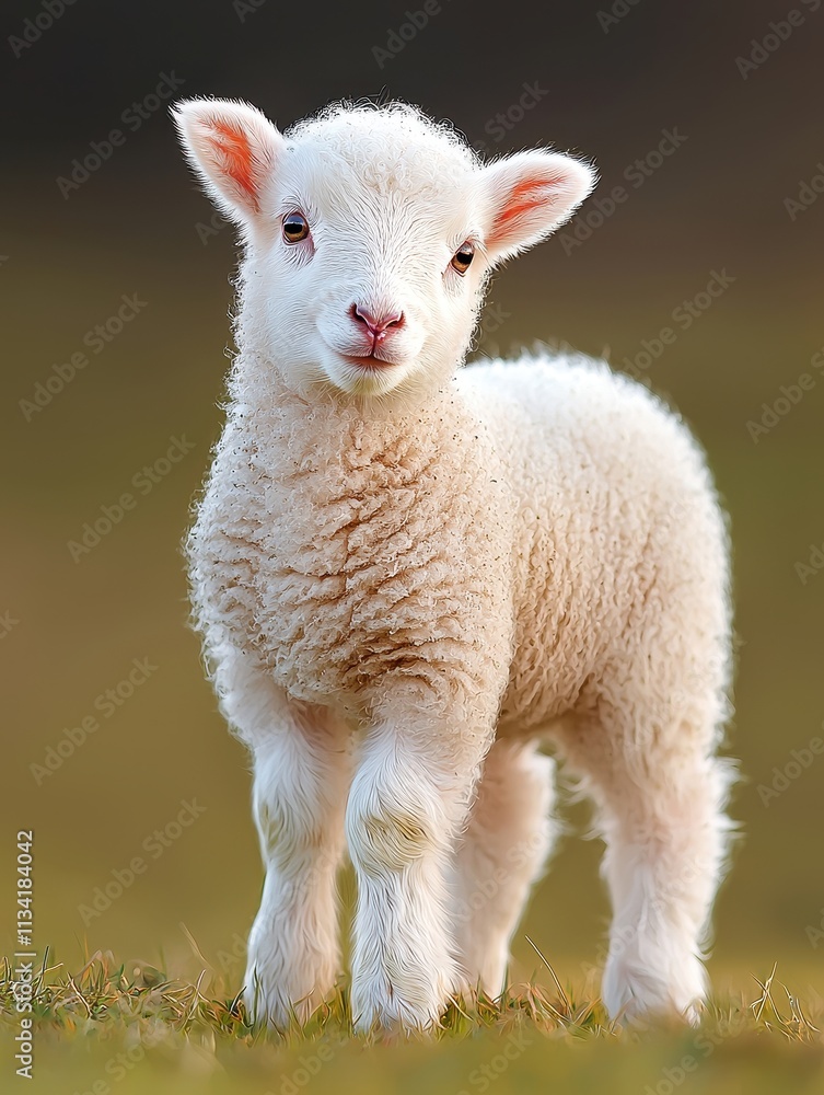 Playful lamb grazing in a meadow spring season animal photography natural environment close-up view innocence and purity Playful lamb grazing in a meadow spring season animal photography natural environment close-up view innocence and purity