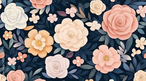 Wallpaper Mural Vibrant colors in floral pattern design nature-inspired digital illustrations from above Torontodigital.ca