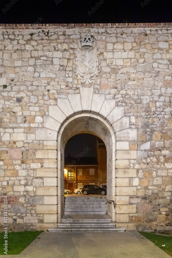 Leon, Spain - November 02, 2024: Exterior facade and details of the historic buildings in the city of Leon, Spain Leon, Spain - November 02, 2024: Exterior facade and details of the historic buildings in the city of Leon, Spain
