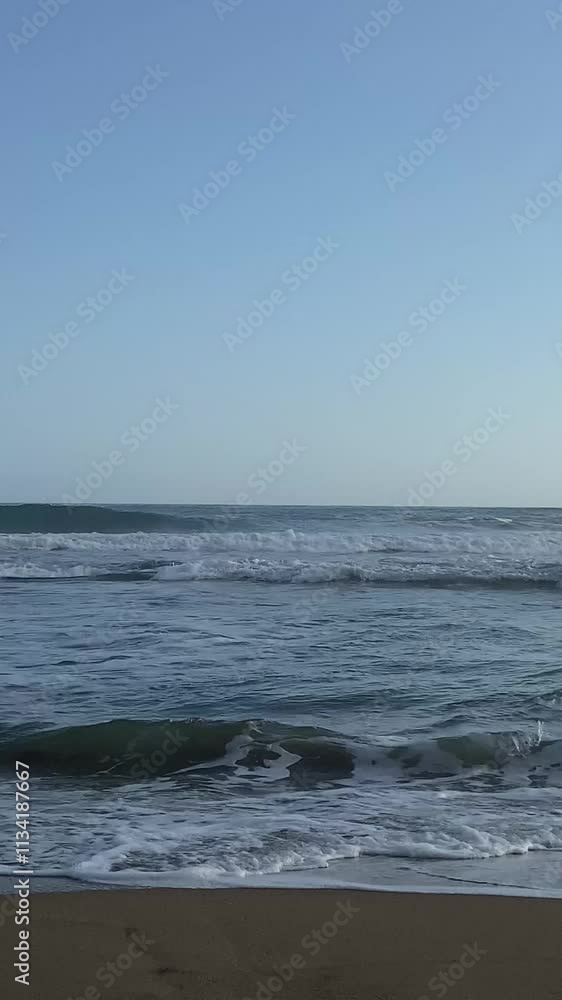 the rise and fall of the waves on the beach