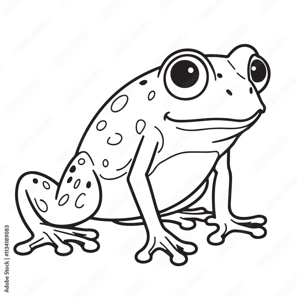 Frog line art on white backgroun Frog line art on white backgroun