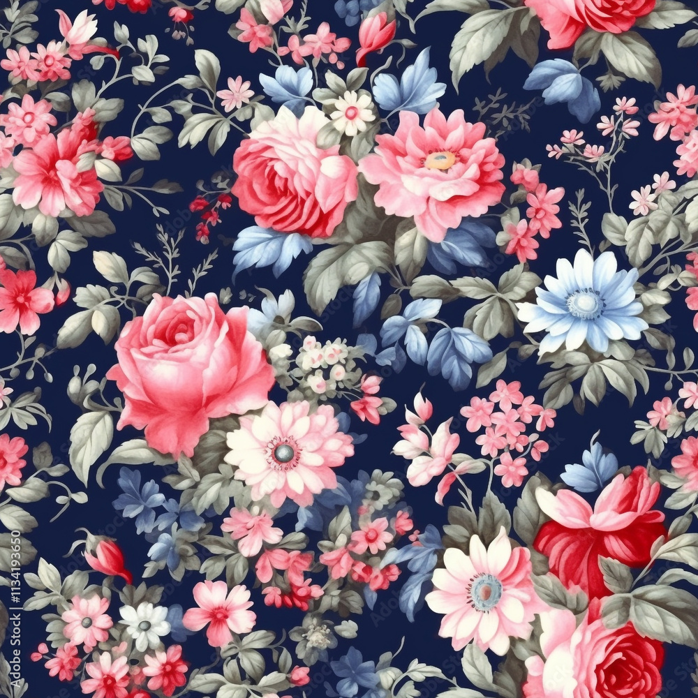 luxurious Digital background with a seamless pattern of flower bunches Floral Paradise on Navy Blue Canvas: A Watercolor Textile Design
luxurious Digital background with a seamless pattern of flower bunches Floral Paradise on Navy Blue Canvas: A Watercolor Textile Design
