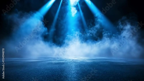 Wallpaper Mural A dark, mysterious background with blue light shining through swirling smoke and a textured, dark surface. Torontodigital.ca