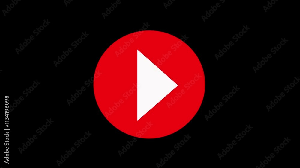 Play button on black background. Start button. Play button icon animation on circle. Video play button icon concept. Play button on black background. Start button. Play button icon animation on circle. Video play button icon concept.