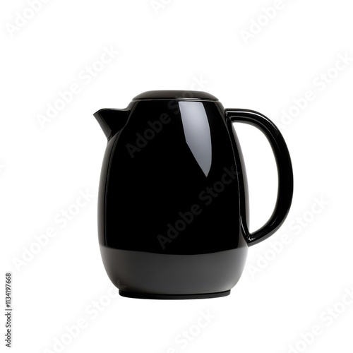 A sleek, modern black kettle with a matte finish and a curved handle, designed for efficient pouring and stylish presentation. photo