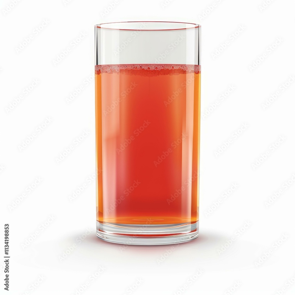 Glass of refreshing red fruit juice isolated on white background, representing healthy lifestyle and beverage enjoyment Glass of refreshing red fruit juice isolated on white background, representing healthy lifestyle and beverage enjoyment