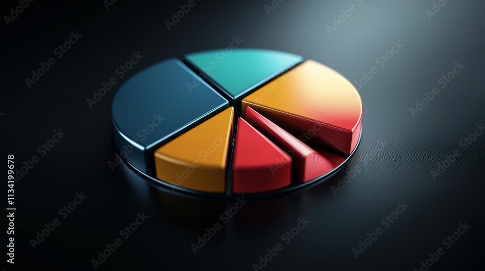 Obraz premium Colorful Pie Chart Segments on Dark Surface for Business Illustration