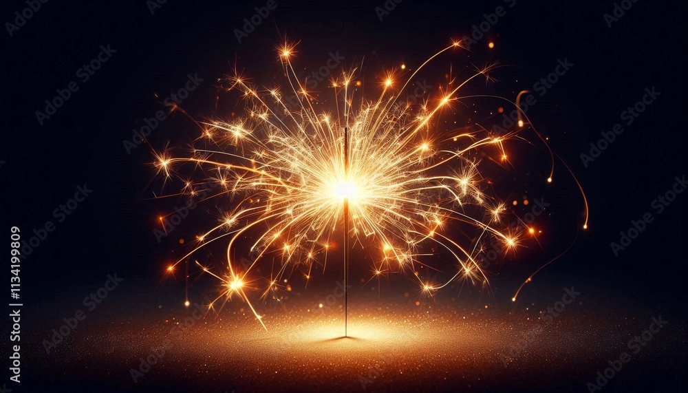 Naklejka premium Vibrant lighting sparkler creating enchanting trails of light against a dark background, perfect for celebration events