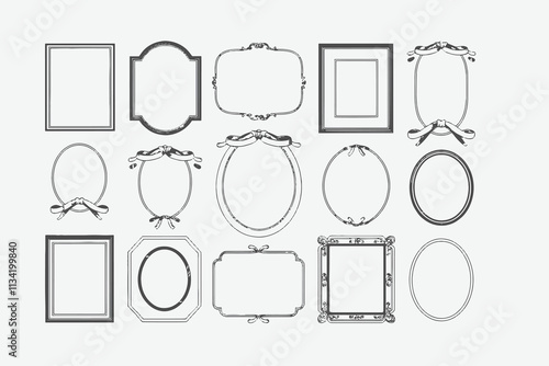 Minimalist hand-drawn vector frames collection design, Minimalist Hand-Drawn Frames – Elegant Vector Collection for Design Projects, easily editable.  