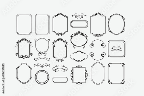 Minimalist hand-drawn vector frames collection design, Minimalist Hand-Drawn Frames – Elegant Vector Collection for Design Projects, easily editable.  