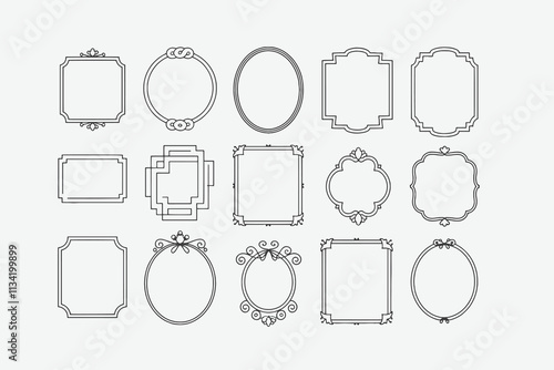 Minimalist hand-drawn vector frames collection design, Minimalist Hand-Drawn Frames – Elegant Vector Collection for Design Projects, easily editable.  