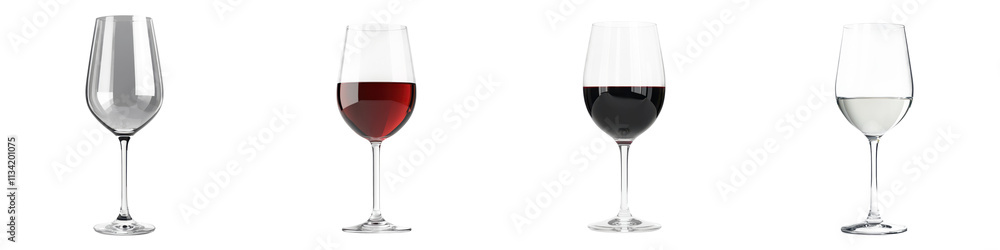 Assortment of elegant wine glasses filled with red white and transparent liquids showcasing a variety of premium wines for an upscale dining or bar setting Assortment of elegant wine glasses filled with red white and transparent liquids showcasing a variety of premium wines for an upscale dining or bar setting