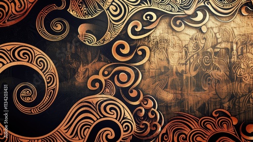 concept art of maori toi patterns on a blank background