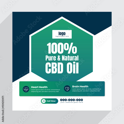 Cannabis hemp product CBD oil social media Post template design
