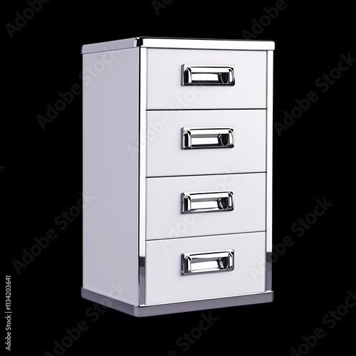 Stainless Steel Document Cabinet on Black Background