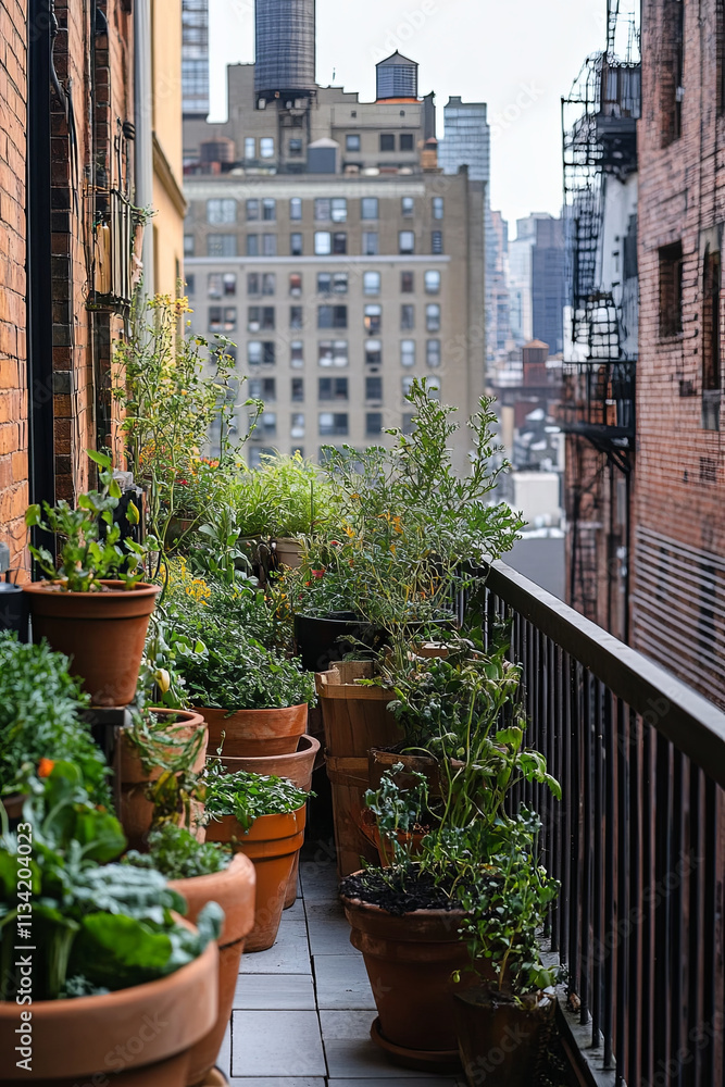 cozy rooftop terrace filled with potted herbs and greenery, offering serene urban escape cozy rooftop terrace filled with potted herbs and greenery, offering serene urban escape