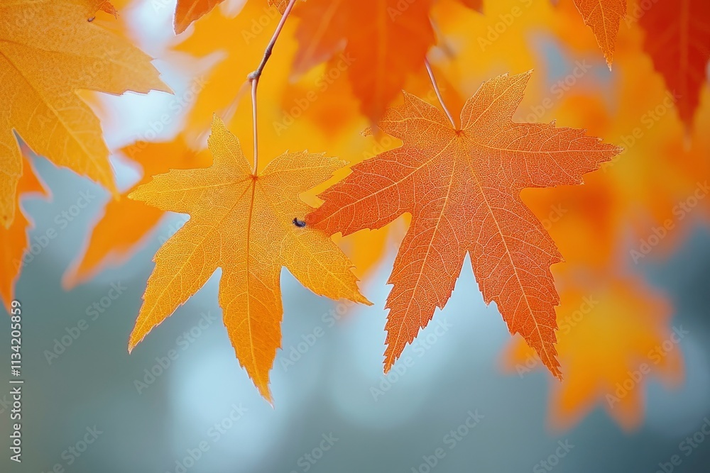 Close-up of vibrant orange leaves showcasing autumn's beauty. Close-up of vibrant orange leaves showcasing autumn's beauty.